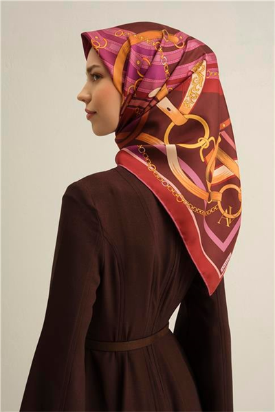 Armine Klasik Desenli Saf İpek Twill Eşarp 9315D 54