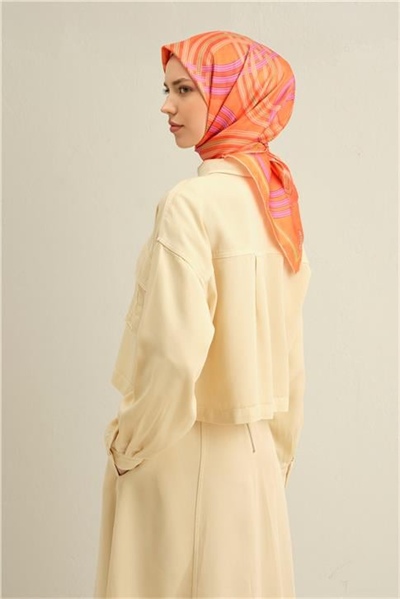 Armine Klasik Desenli Saf İpek Twill Eşarp 9333D 31
