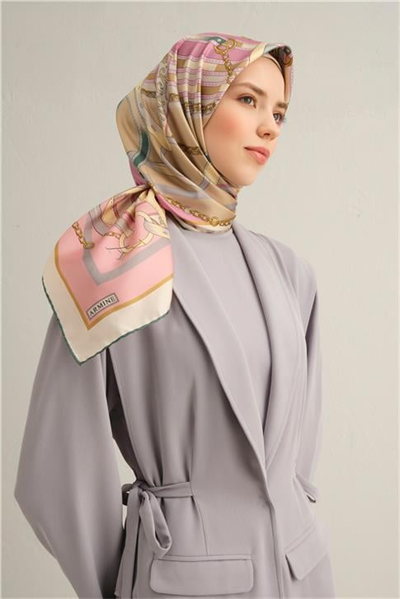Armine Klasik Desenli Saf İpek Twill Eşarp 9315D 83