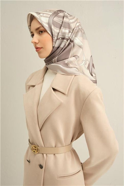Armine Klasik Desenli Saf İpek Twill Eşarp 9315D 85