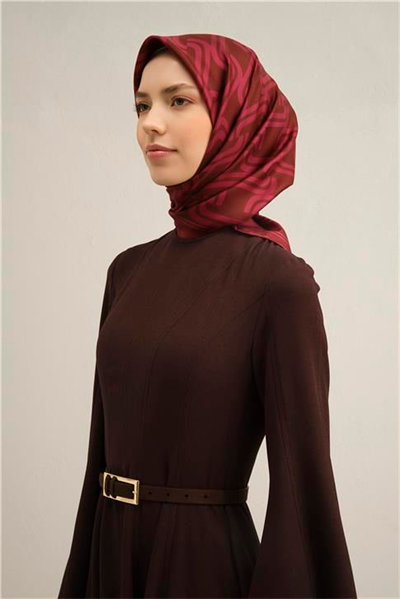 Armine Klasik Desenli Saf İpek Twill Eşarp 9343D 87
