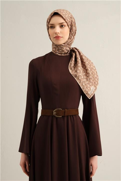 Armine Klasik Desenli Saf İpek Twill Eşarp 9321D 05
