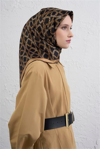 Armine Klasik Desenli Saf İpek Twill Eşarp 9410D 07