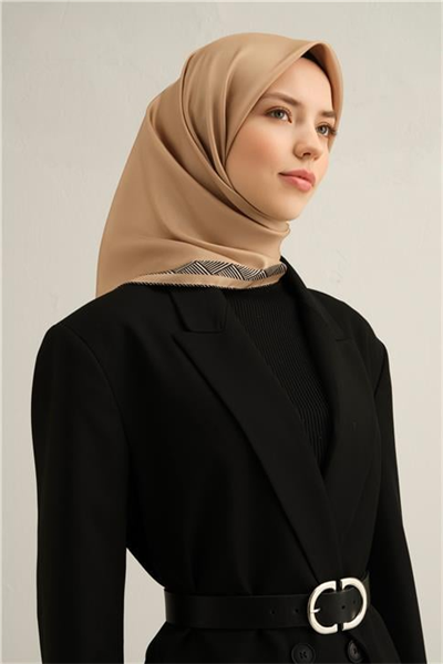 Armine Klasik Desenli Saf İpek Twill Eşarp 9357D 34