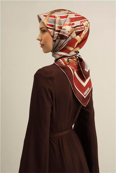 Armine Klasik Desenli Saf İpek Twill Eşarp 9315D 31