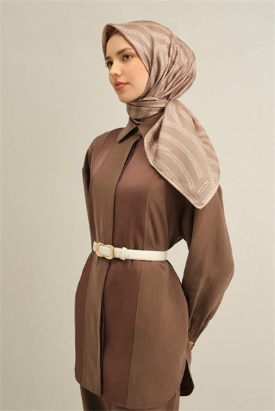 Armine Klasik Desenli Saf İpek Twill Eşarp 9351D 02