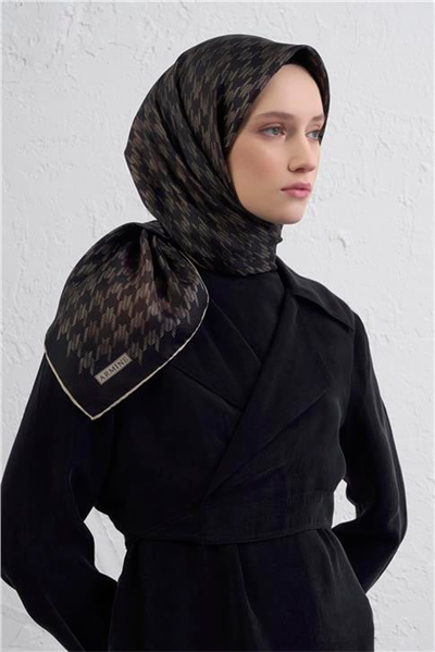 Armine Klasik Desenli Saf İpek Twill Eşarp 9434D 83