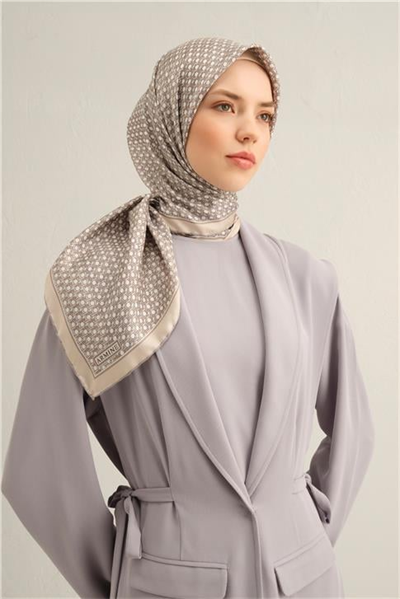 Armine Klasik Desenli Saf İpek Twill Eşarp 9319D 85