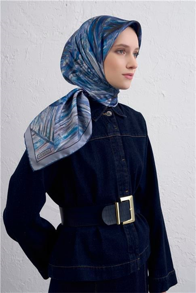 Armine Klasik Desenli Saf İpek Twill Eşarp 9430D 82