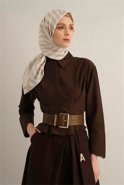 Armine Klasik Desenli Saf İpek Twill Eşarp 9351D 80
