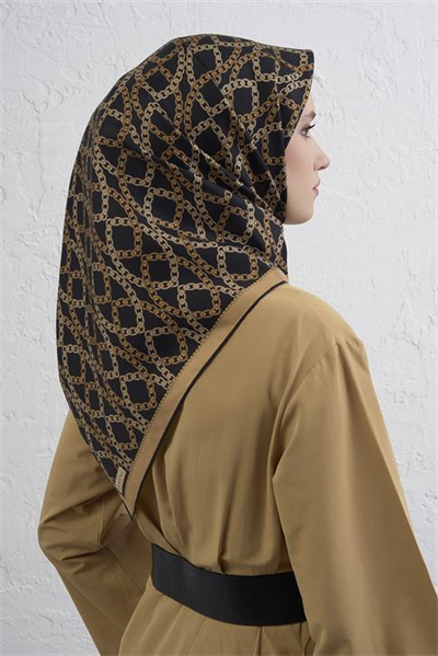Armine Klasik Desenli Saf İpek Twill Eşarp 9410D 07