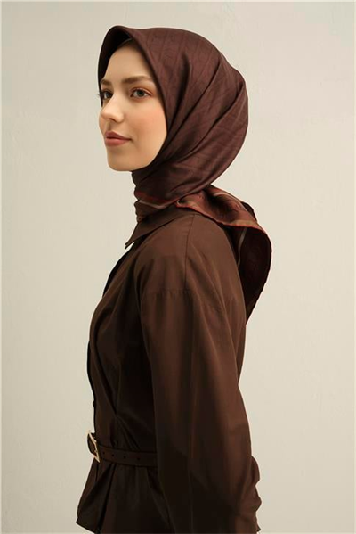 Armine Klasik Desenli Saf İpek Twill Eşarp 9301D 81