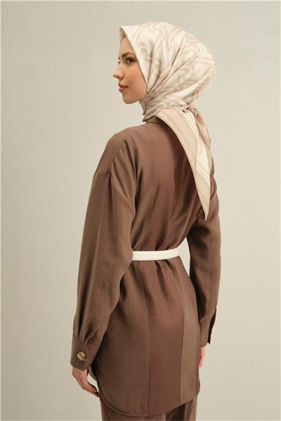 Armine Klasik Desenli Saf İpek Twill Eşarp 9343D 34
