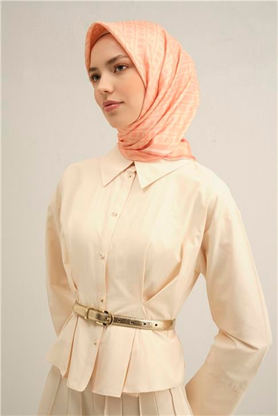 Armine Klasik Desenli Saf İpek Twill Eşarp 9301D 40