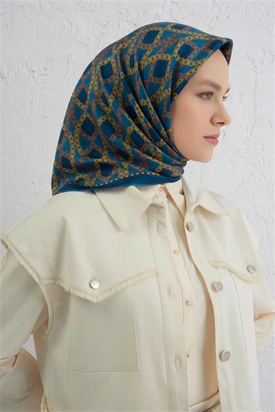 Armine Klasik Desenli Saf İpek Twill Eşarp 9410D 55