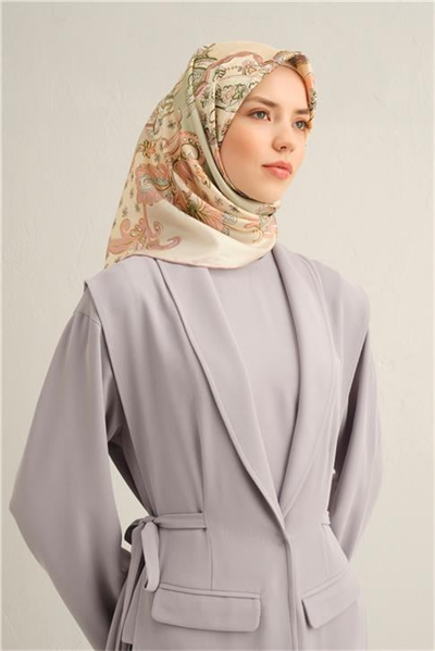 Armine Klasik Desenli Saf İpek Twill Eşarp 9338 21