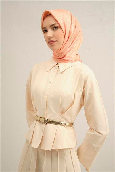 Armine Klasik Desenli Saf İpek Twill Eşarp 9301D 40