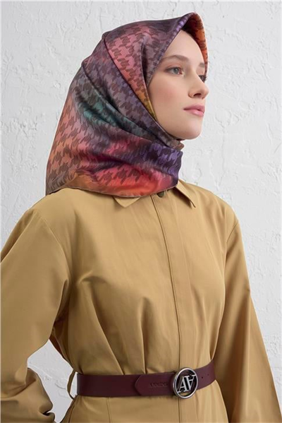 Armine Klasik Desenli Saf İpek Twill Eşarp 9434D 05