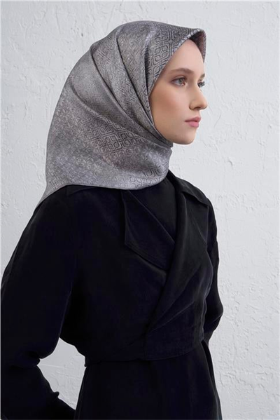 Armine Klasik Desenli Saf İpek Twill Eşarp 9437D 13