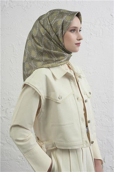 Armine Klasik Desenli Saf İpek Twill Eşarp 9410D 82