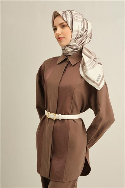 Armine Klasik Desenli Saf İpek Twill Eşarp 9333D 82