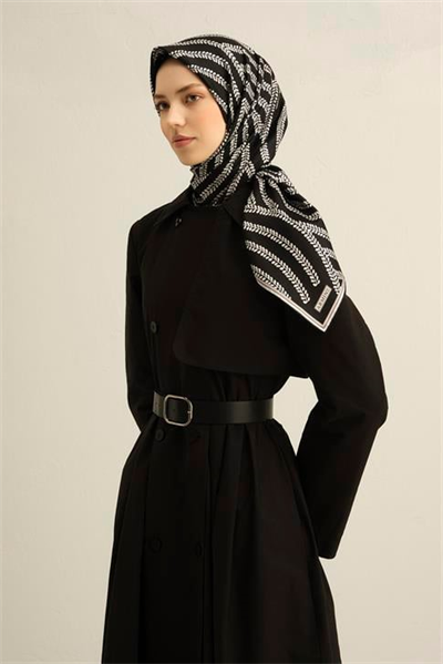 Armine Klasik Desenli Saf İpek Twill Eşarp 9351D 55