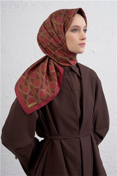 Armine Klasik Desenli Saf İpek Twill Eşarp 9410D 01