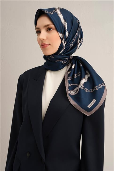 Armine Klasik Desenli Saf İpek Twill Eşarp 9346D 13