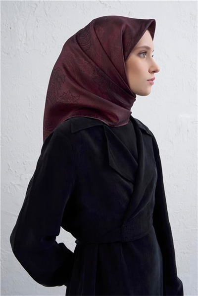 Armine Klasik Desenli Saf İpek Twill Eşarp 9428D 82