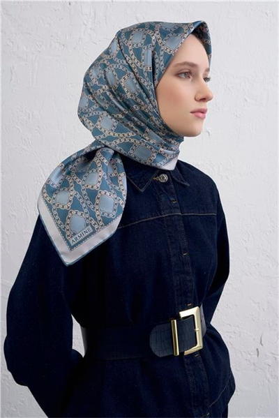 Armine Klasik Desenli Saf İpek Twill Eşarp 9410D 36