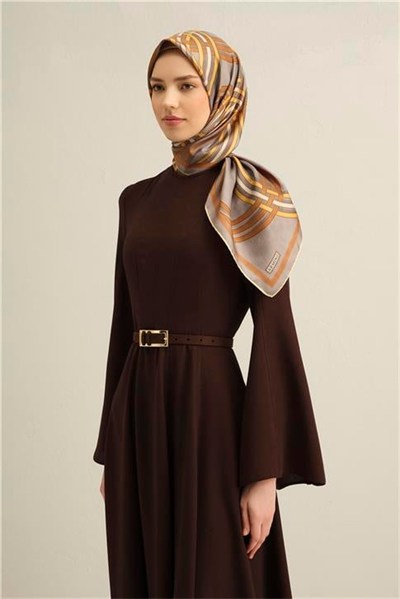 Armine Klasik Desenli Saf İpek Twill Eşarp 9333D 32