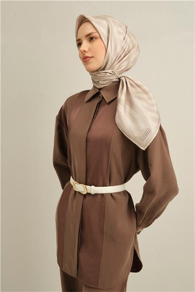 Armine Klasik Desenli Saf İpek Twill Eşarp 9351D 09