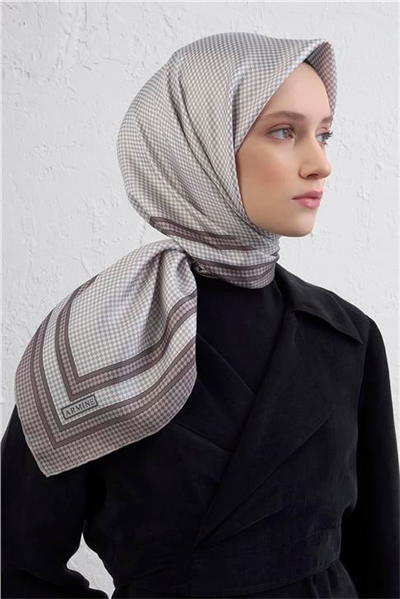 Armine Klasik Desenli Saf İpek Twill Eşarp 9404D 50