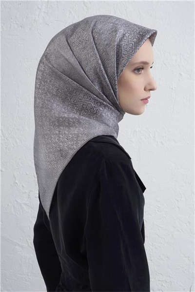 Armine Klasik Desenli Saf İpek Twill Eşarp 9437D 13