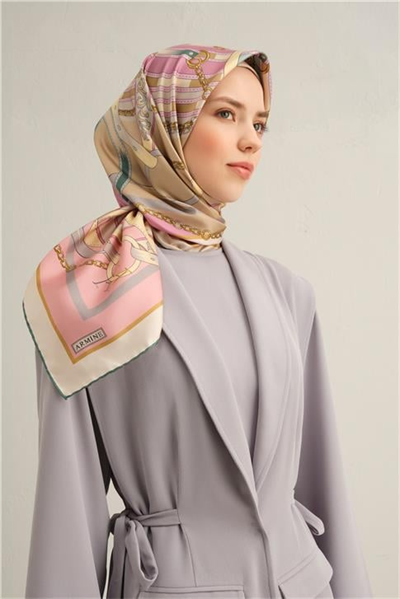 Armine Klasik Desenli Saf İpek Twill Eşarp 9315D 83