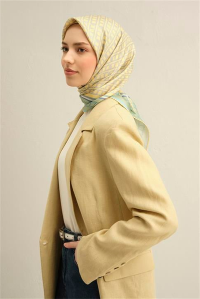 Armine Klasik Desenli Saf İpek Twill Eşarp 9301D 87