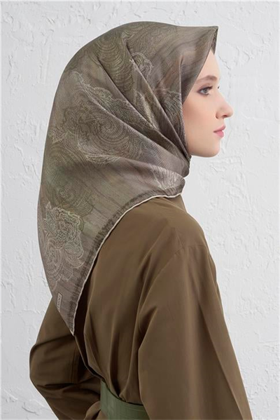 Armine Klasik Desenli Saf İpek Twill Eşarp 9428D 32