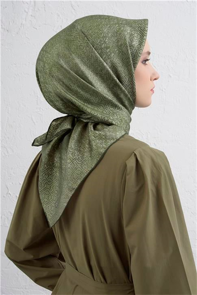 Armine Klasik Desenli Saf İpek Twill Eşarp 9437D 15