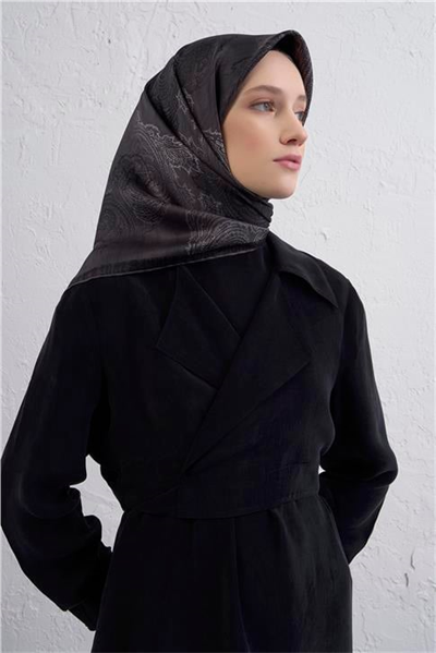 Armine Klasik Desenli Saf İpek Twill Eşarp 9428D 52