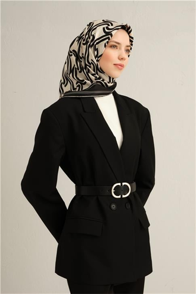 Armine Klasik Desenli Saf İpek Twill Eşarp 9343D 09