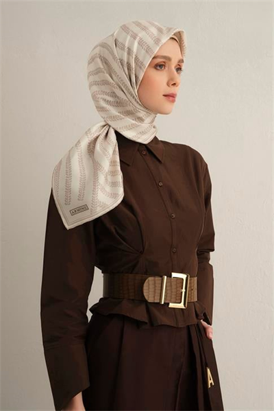Armine Klasik Desenli Saf İpek Twill Eşarp 9351D 80