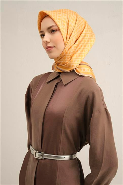 Armine Klasik Desenli Saf İpek Twill Eşarp 9301D 38