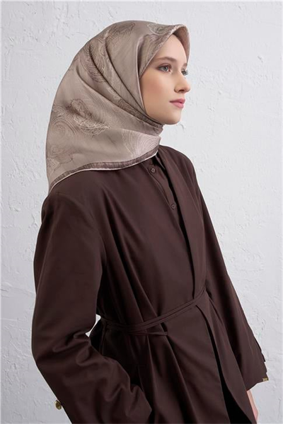 Armine Klasik Desenli Saf İpek Twill Eşarp 9428D 06