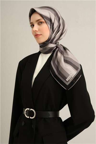 Armine Klasik Desenli Saf İpek Twill Eşarp 9343D 34