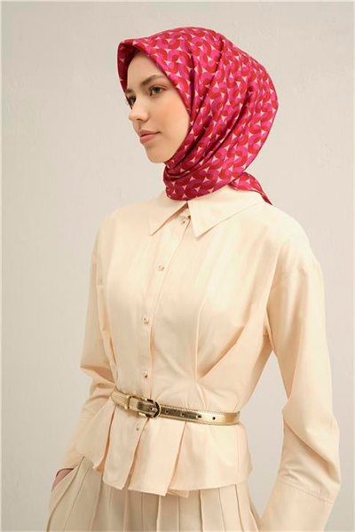 Armine Klasik Desenli Saf İpek Twill Eşarp 9321D 82