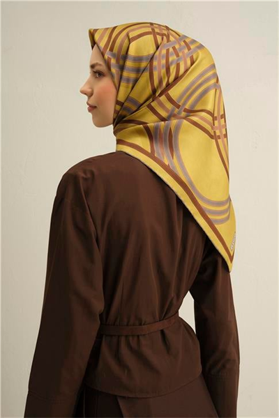 Armine Klasik Desenli Saf İpek Twill Eşarp 9333D 56
