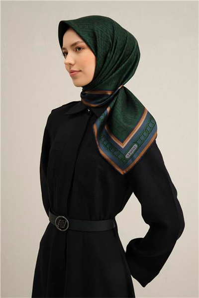 Armine Klasik Desenli Saf İpek Twill Eşarp 9301D 80