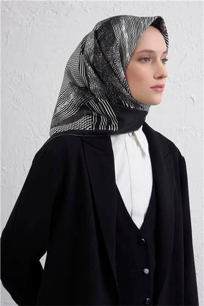 Armine Klasik Desenli Saf İpek Twill Eşarp 9439D 01