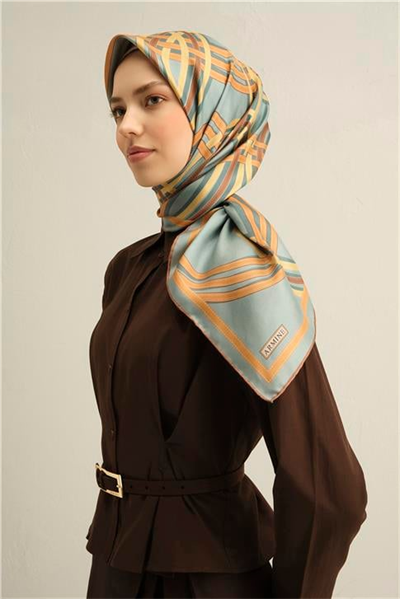 Armine Klasik Desenli Saf İpek Twill Eşarp 9333D 84