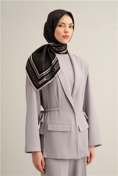Armine Klasik Desenli Saf İpek Twill Eşarp 9301D 84
